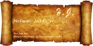 Hofman Jolán névjegykártya